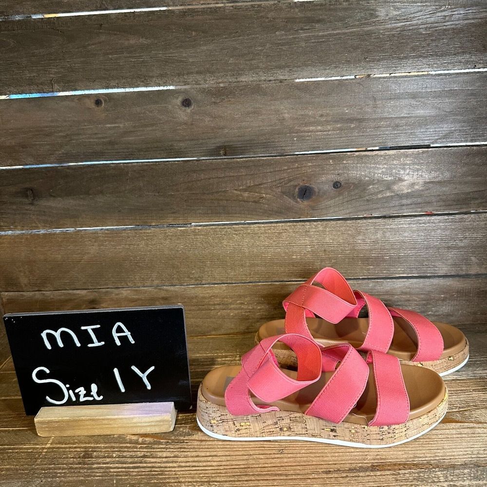 Girls Dolce Vita Slink Pink‎ Elastic Strappy Casual Cork Sandals Size 1 Y GUC